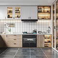Modern Kitchen Interior Design With Wood And White Cabinets Tile Backsplash And Gas Stove