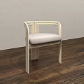 Modern Dining Chair With Curved Wooden Backrest And Gray Upholstered Seat