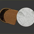 Wicker Back Leisure Chair with Fabric Cushion and Round Marble Top Table