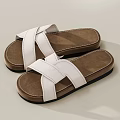 Women's White Crisscross Straps Leather Flat Sandals With Brown Soles And Simple Design