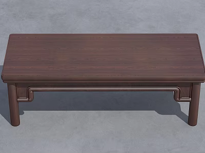 Dark Brown Wooden Rectangular Dining Table With Simple Design And Sturdy Legs 3d model