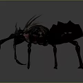 Fictional Spider Creature With Spiked Back Dark Exoskeleton Pink Accents And Long Legs