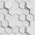 Modern Wall Design With Black Hexagonal Tiles And Blue Lighting Effect 3d model