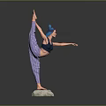 Woman With Blue Hair Practicing Single Leg Yoga Pose On Stone Platform