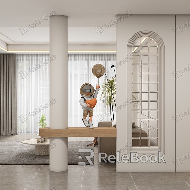 Modern cream porch aisle partition model