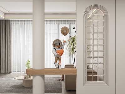 Modern cream porch aisle partition model