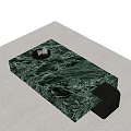 Green Marble Coffee Table With Smooth Texture And Black Base Decorative Tray 3d model