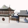 Chinese-style ancient pavilion gallery combination building 3d model