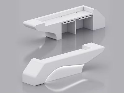 Modern White Store Front Desk Design With Sleek Geometric Shape And Smooth Surface 3d model