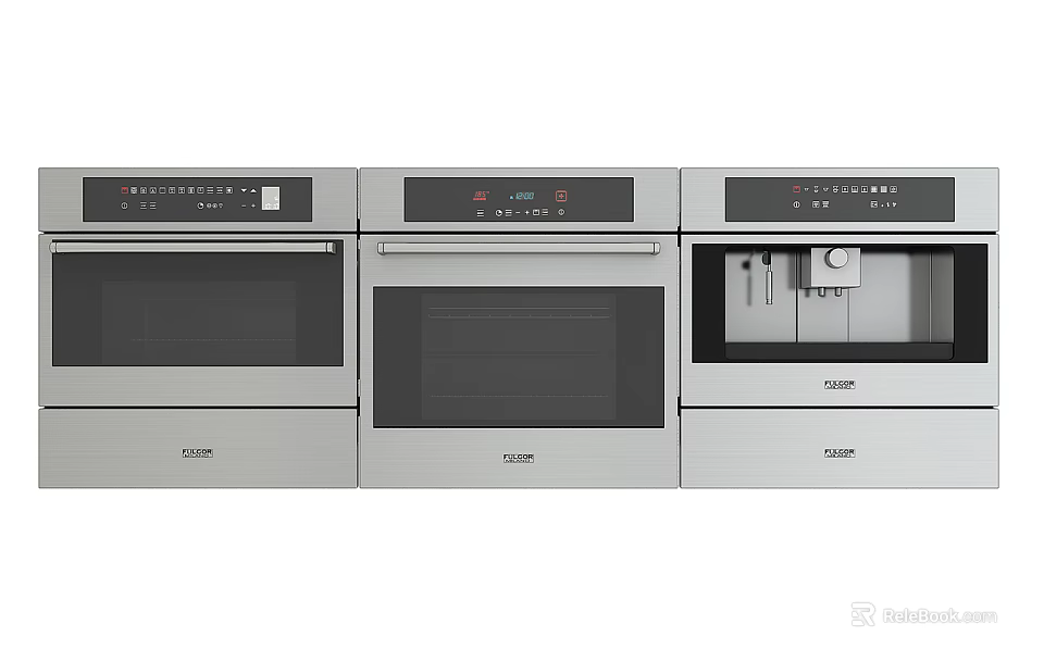 Modern Built in Candy Kitchen Appliances Oven Microwave And Coffee Machine 3d model