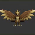 3D Rendered Golden Mythical Bird Character With Spread Wings And Claws