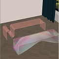 Transparent Colorful Acrylic Furniture In Modern Interior With Wooden Floor And Curtains