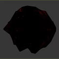 3D Rendered Red And Black Geometric Crystal Structure With Luminous Effect