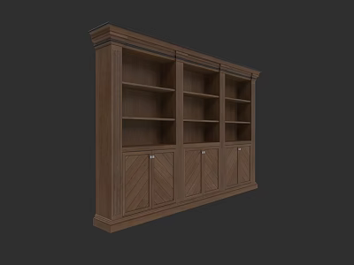 Classic Wooden Wine Cabinet with Open Shelves and Cabinet Doors Design 3d model