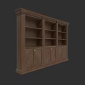 Classic Wooden Wine Cabinet with Open Shelves and Cabinet Doors Design