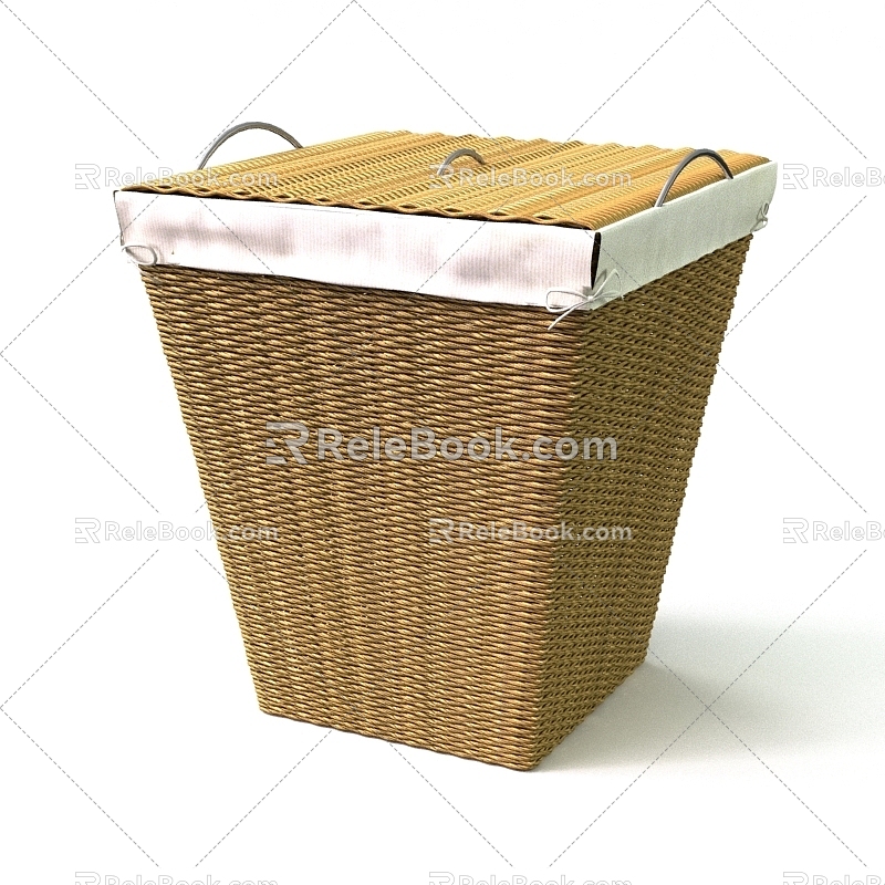 Bamboo Basket Dirty Clothes Basket 3d model