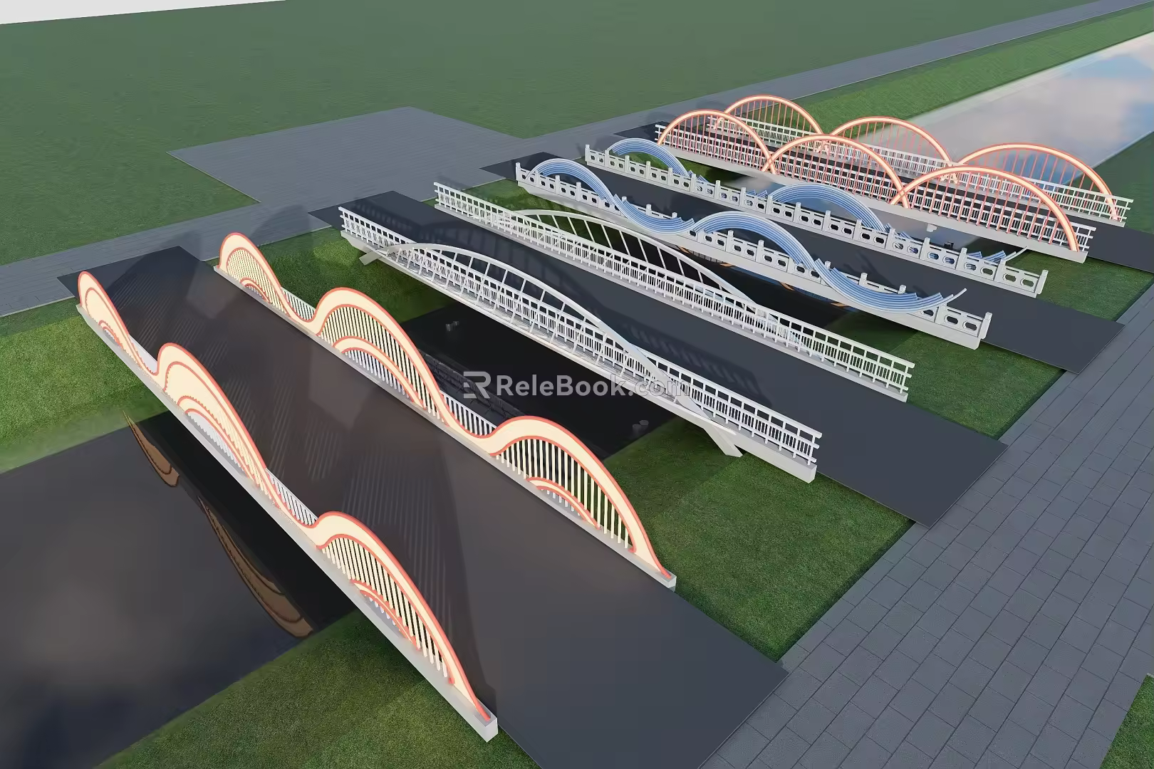 Net Red Bridge Cancels Bridge Chinese Decorative Bridge 3d model