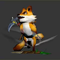 Playful 3D Cartoon Fox Character In Dynamic Pose On Stone Path With Green Grass