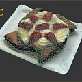 Fried Pastry With Cream Filling And Fresh Strawberries On Paper Plate