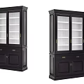Elegant Classic Black Wooden Bookcases With Glass Doors Storage Drawers And Cabinets