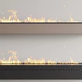 Elegant Modern Light And Dark Fireplace Design With Warm Burning Flames 3d model