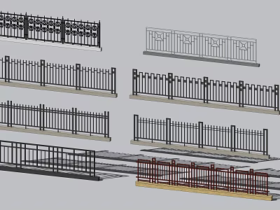 Wrought Iron Railings With Various Designs And Decorative Patterns For Outdoor Spaces 3d model