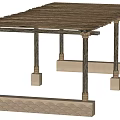 Outdoor Pergola Design With Wooden Top And Stone Base Supporting Columns