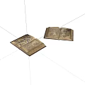 Open Vintage Ancient Books With Detailed Historical Text And Illustrations On Pages