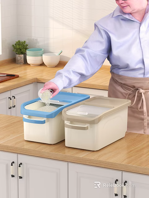 Modern Kitchen Storage Containers With Airtight Lids For Dry Food 3d model 