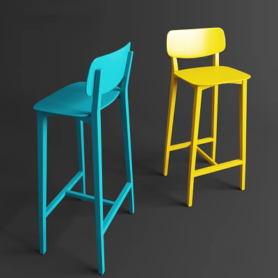 Blue and Yellow Modern Bar Stools with Minimalist Design for Stylish Interiors 3d model