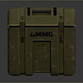 Durable Military Green Storage Crate With Yellow Accent Edges And Black Handle
