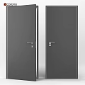 Modern Minimalist Gray Swing Doors With Silver Door Handles For Home