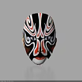 Artistic Peking Opera Mask Featuring Black White Red Intricate Facial Patterns