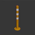 High Quality Yellow And White Striped Metal Warning Bollard For Traffic Safety Protection