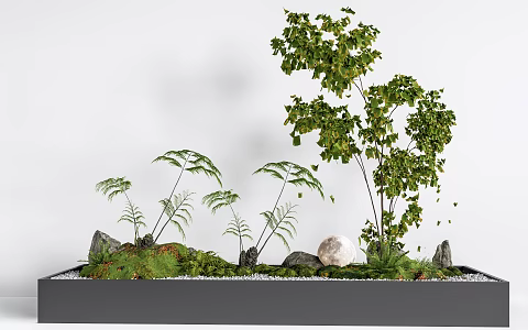 Modern potted plant flower box plant landscape plant pile green plant 3d model
