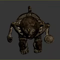 Ancient Bronze Humanoid Statue With Intricate Decorative Patterns And Holding Artifacts