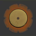 Ancient Decorative Weapon Featuring Brass Top Wooden Handle And Red Ring Accents