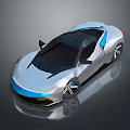 Modern Sleek Sports Car With Silver Blue Body Black Roof And Alloy Wheels