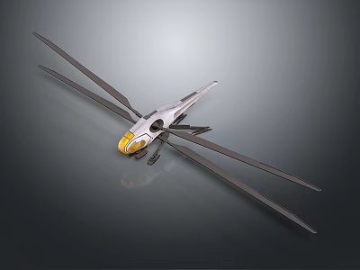 Modern Helicopter With Aerodynamic Design Long Rotors And Yellow Accent 3d model