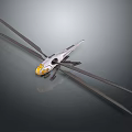 Modern Helicopter With Aerodynamic Design Long Rotors And Yellow Accent