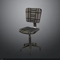 Modern Checkered Pattern Chair with Backrest Seat Cushion and Metal Base Wheels