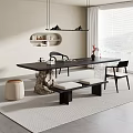 -Ji Feng Big Board Table Tea Table and Chair Combination Tea Table Tea Table Tea Room Tea Table 3d model