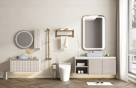 Modern Washbasin Bathroom Cabinet Shower Toilet Combination 3d model