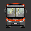 Red Modern City Bus with Large Windows Sleek Exterior and Reflection on Smooth Surface