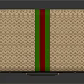Beige Diamond Pattern Storage Box With Red Green Stripes And Brown Handle 3d model