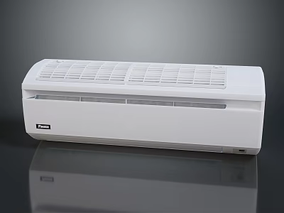 White Wall Mounted Air Conditioner With Grille Design For Home Cooling 3d model