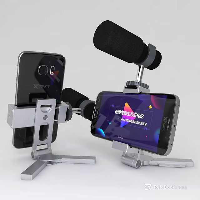 Portable Adjustable Desktop Phone Stand With Microphone And Smartphone Holder 3d model