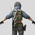 Game and Movie Character Three Angles View With Tactical Helmet Mask Vest and Pistol