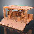 Cartoon Scene Of Mechanical Platform With Support Pillars Sloped Front And Internal Components
