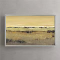 Framed Warm Yellow Landscape Painting With Horizon And Soft Field Tones